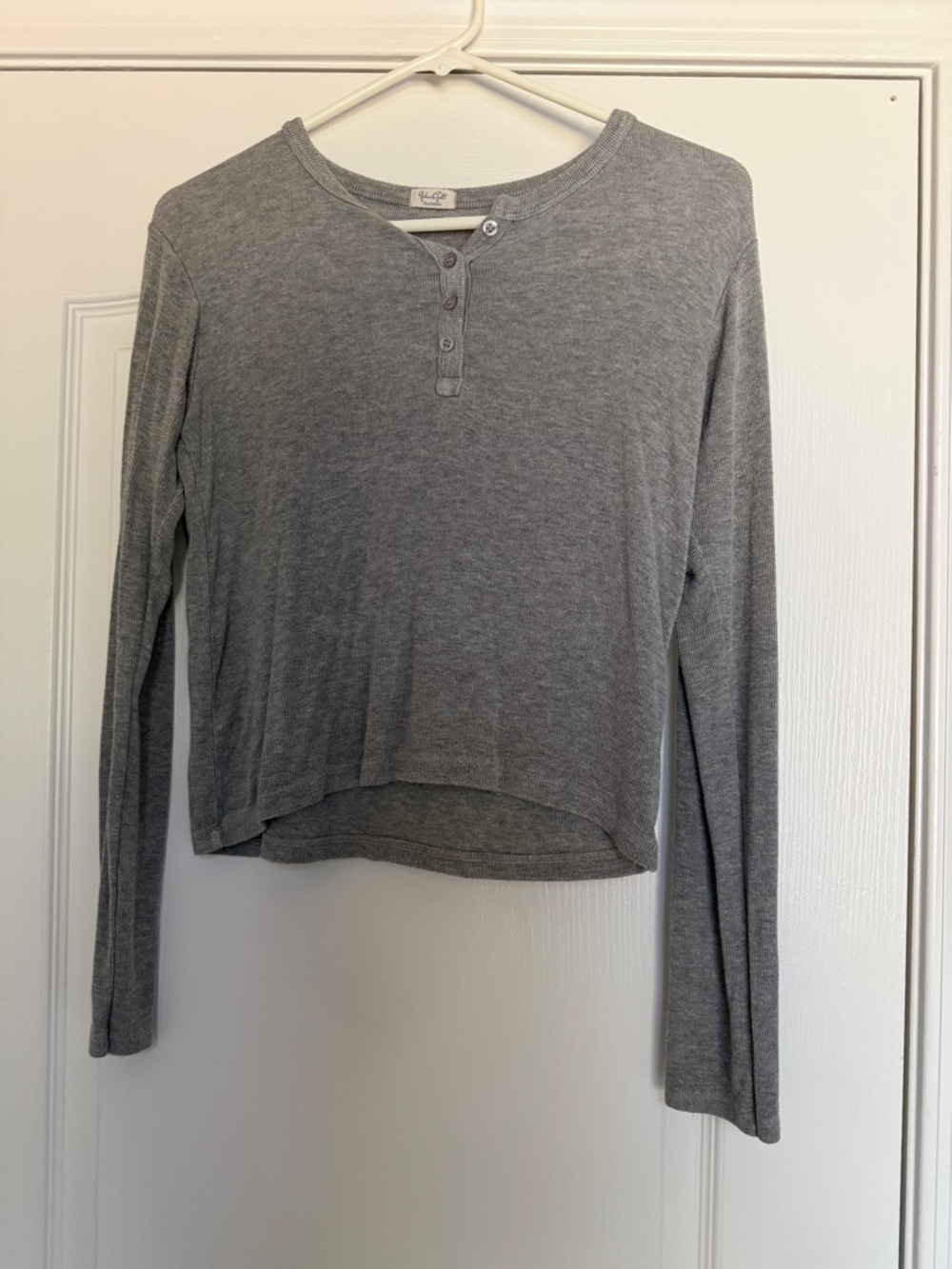Brandy Melville Gray Long-Sleeve Henley Top